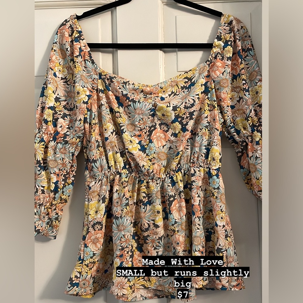 Made with Love Floral Top. Small